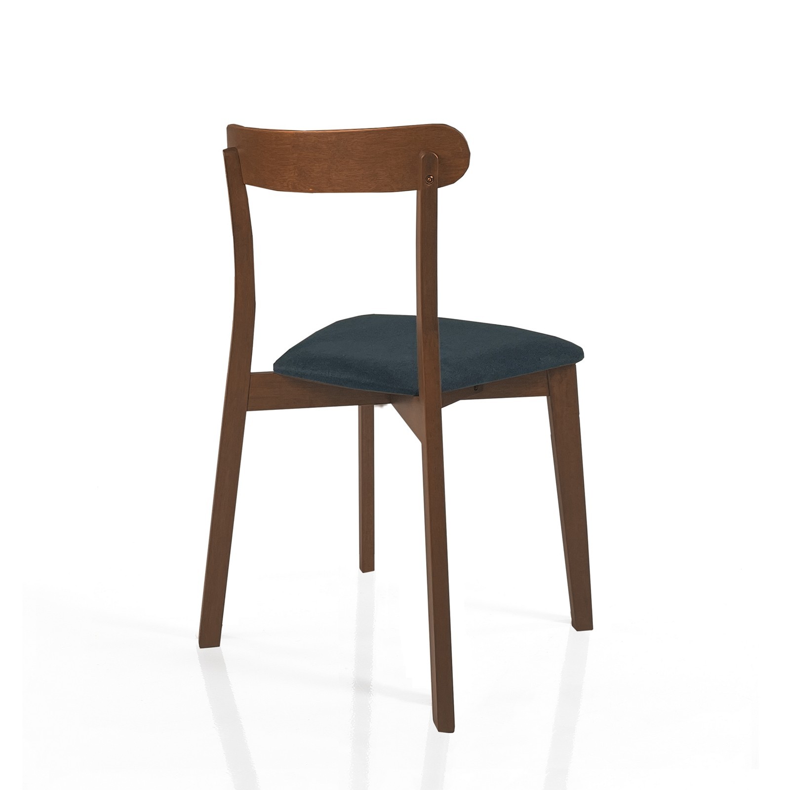 Sedia KISHA NOCE legno massello finitura Noce scuro rivestita tessuto Grigio scuro H78 L45 P51