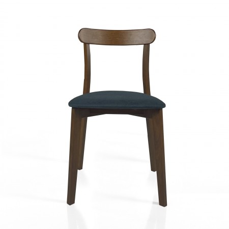 Sedia KISHA NOCE legno massello finitura Noce scuro rivestita tessuto Grigio scuro H78 L45 P51