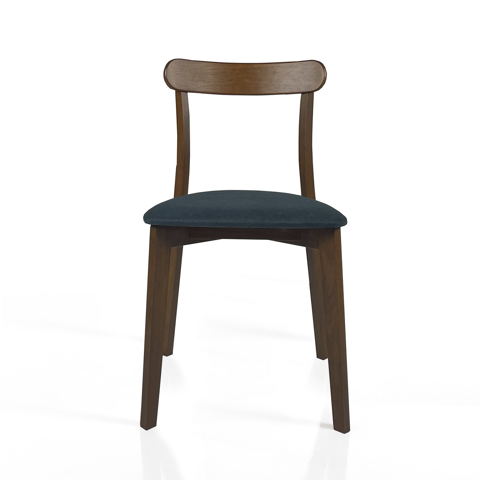 Sedia KISHA NOCE legno massello finitura Noce scuro rivestita tessuto Grigio scuro H78 L45 P51
