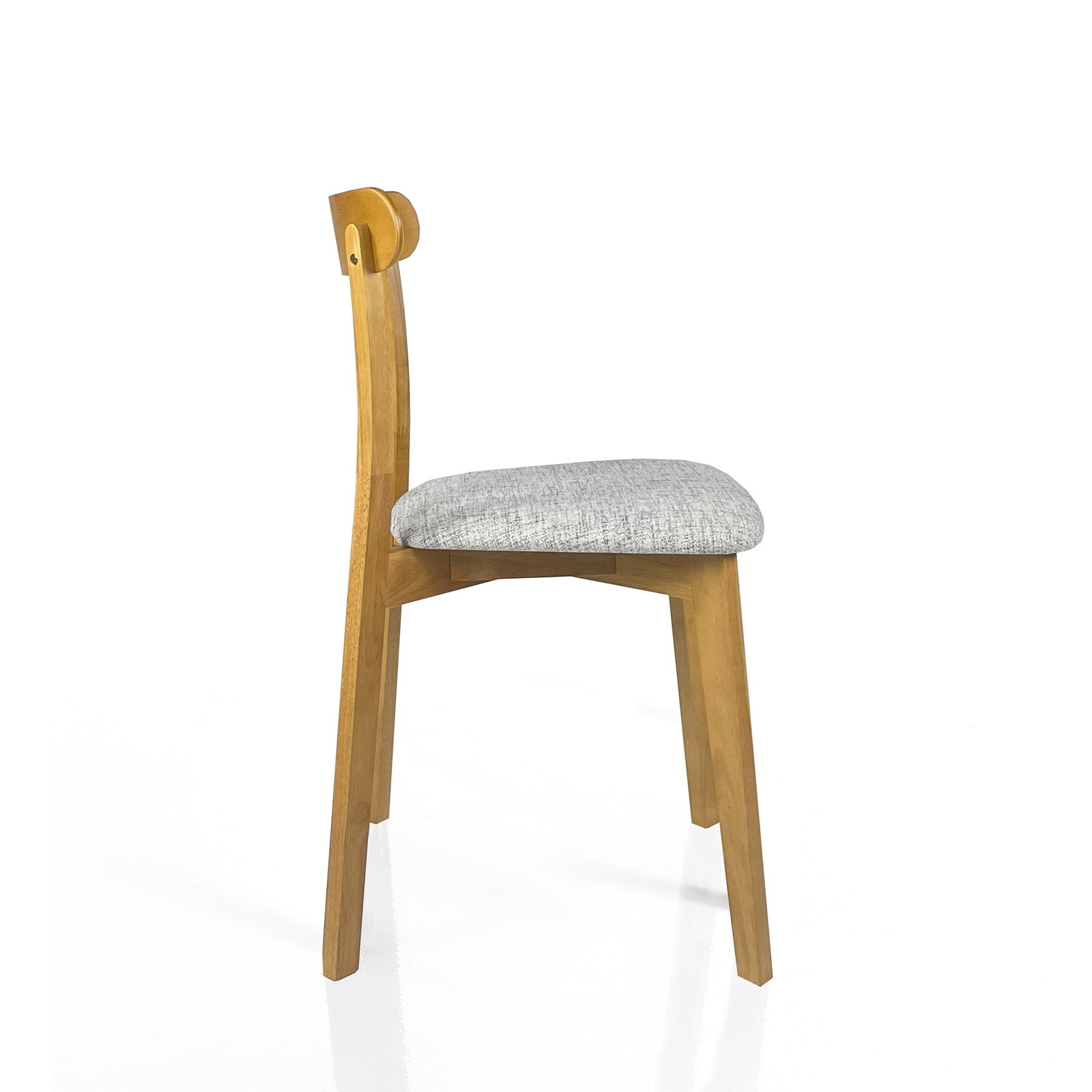 Sedia KISHA ROVERE legno massello finitura Rovere rivestita tessuto Grigio chiaro H78 L45 P51