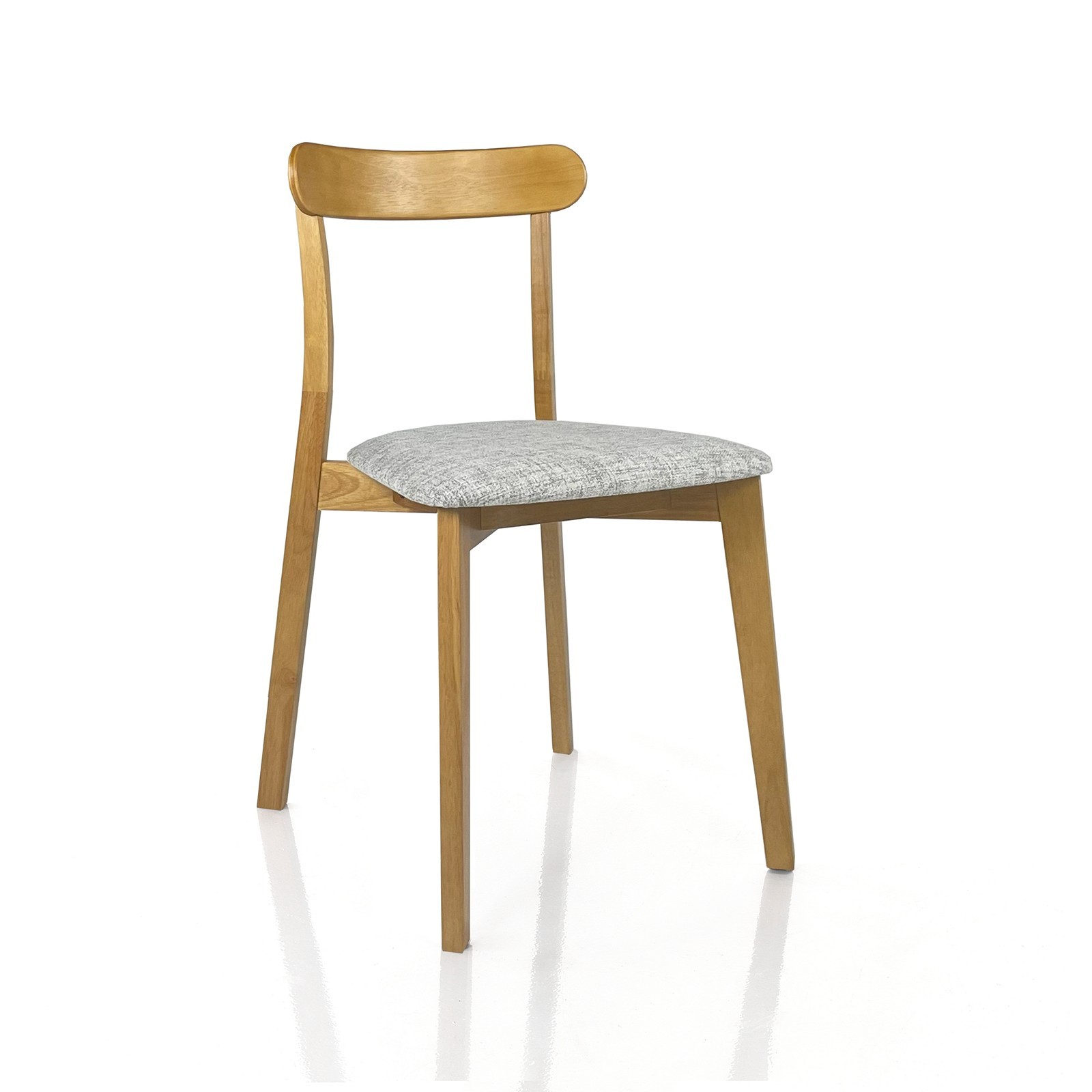 Sedia KISHA ROVERE legno massello finitura Rovere rivestita tessuto Grigio chiaro H78 L45 P51