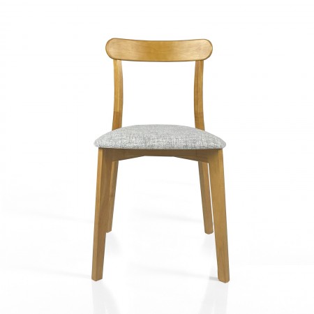 Sedia KISHA ROVERE legno massello finitura Rovere rivestita tessuto Grigio chiaro H78 L45 P51