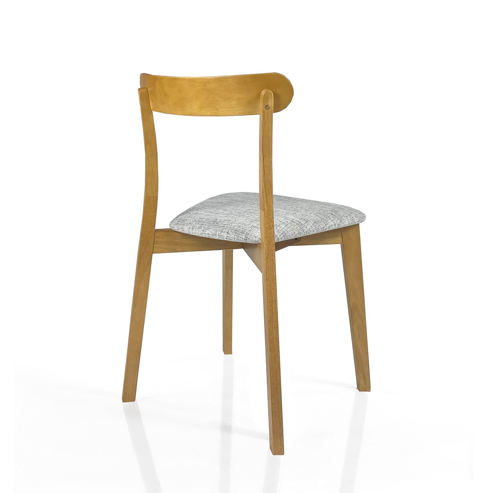 Sedia KISHA ROVERE legno massello finitura Rovere rivestita tessuto Grigio chiaro H78 L45 P51