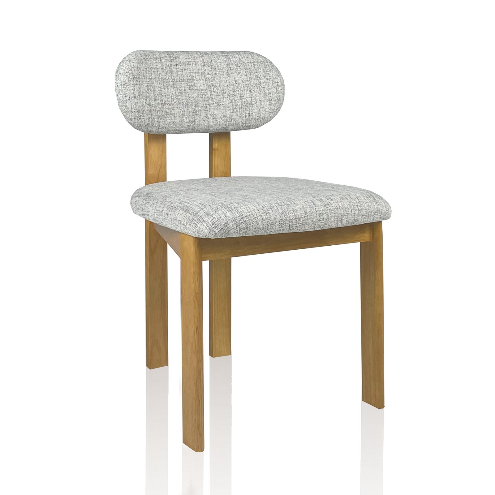 Sedia IRIS ROVERE legno massello finitura Rovere tessuto Grigio chiaro H80 L50 P56