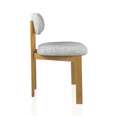 Sedia IRIS ROVERE legno massello finitura Rovere tessuto Grigio chiaro H80 L50 P56