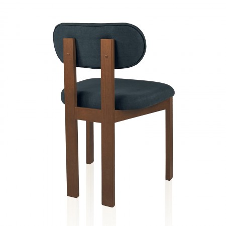 Sedia IRIS NOCE legno massello finitura Noce scuro rivestita tessuto Grigio scuro H80 L50 P56