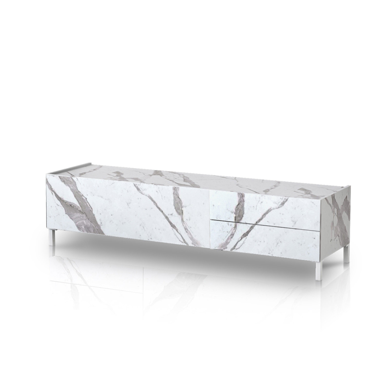 Porta Tv Milano White Marble