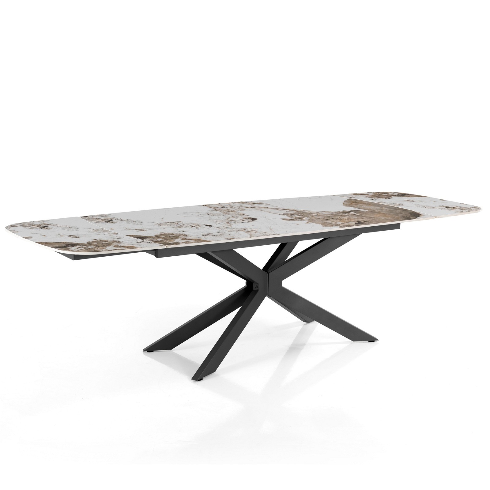 Tavolo allungabile ovale ELMO EVO 160 NERO MARMO ONICE acciaio Nero piano ceramica finitura Marmo Onice H75,5 P90 L160-200-240