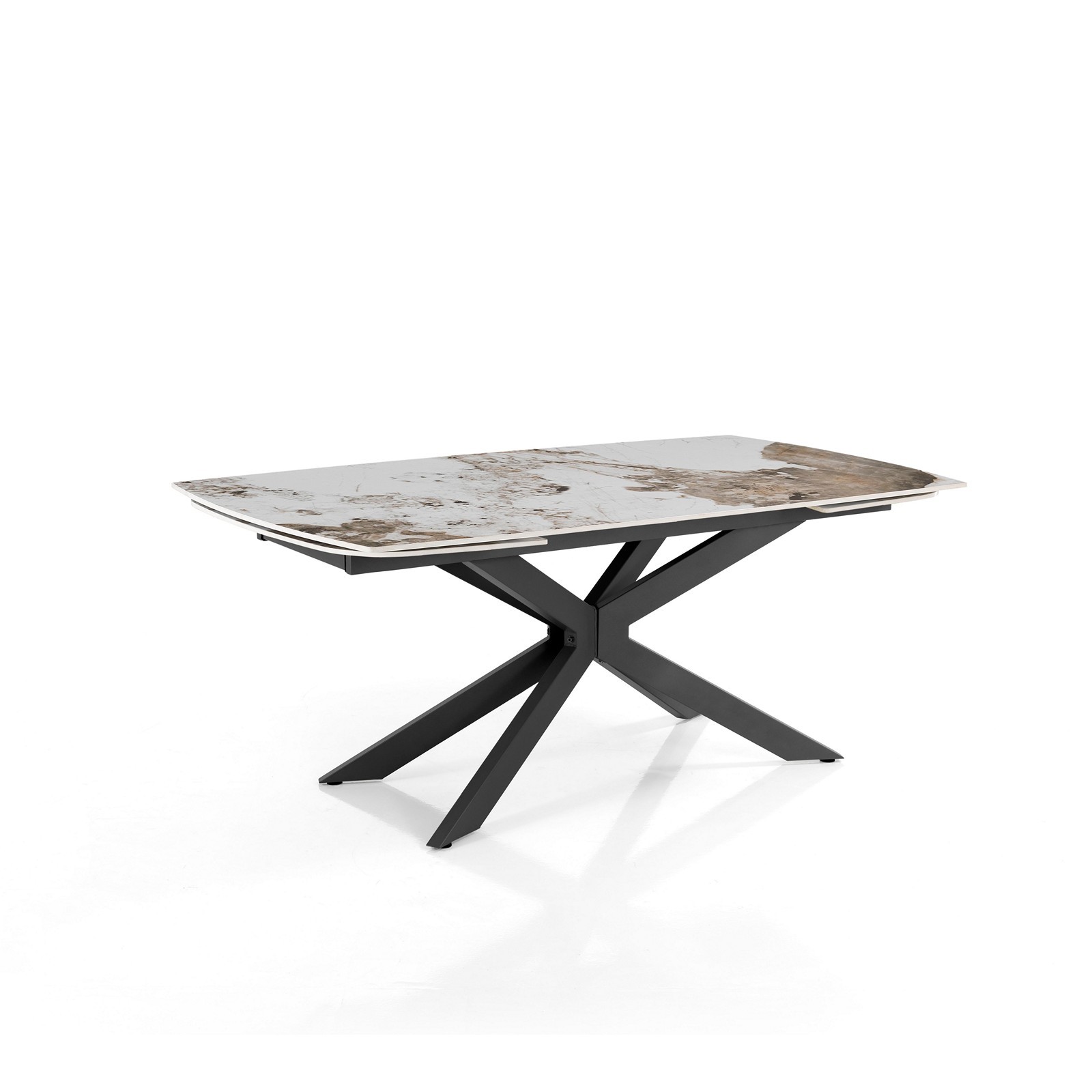 Tavolo allungabile ovale ELMO EVO 160 NERO MARMO ONICE acciaio Nero piano ceramica finitura Marmo Onice H75,5 P90 L160-200-240