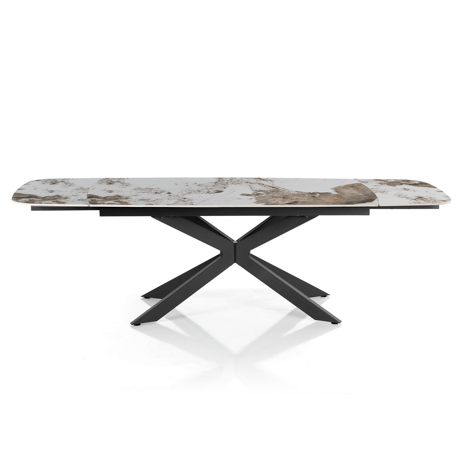 Tavolo allungabile ovale ELMO EVO 160 NERO MARMO ONICE acciaio Nero piano ceramica finitura Marmo Onice H75,5 P90 L160-200-240