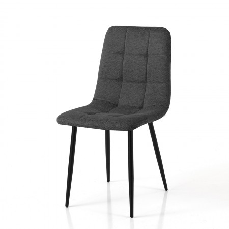 Sedia LUCREZIA GRIGIO SCURO tessuto di colore Grigio Scuro struttura metallo Nero opaco H85 L42 P53