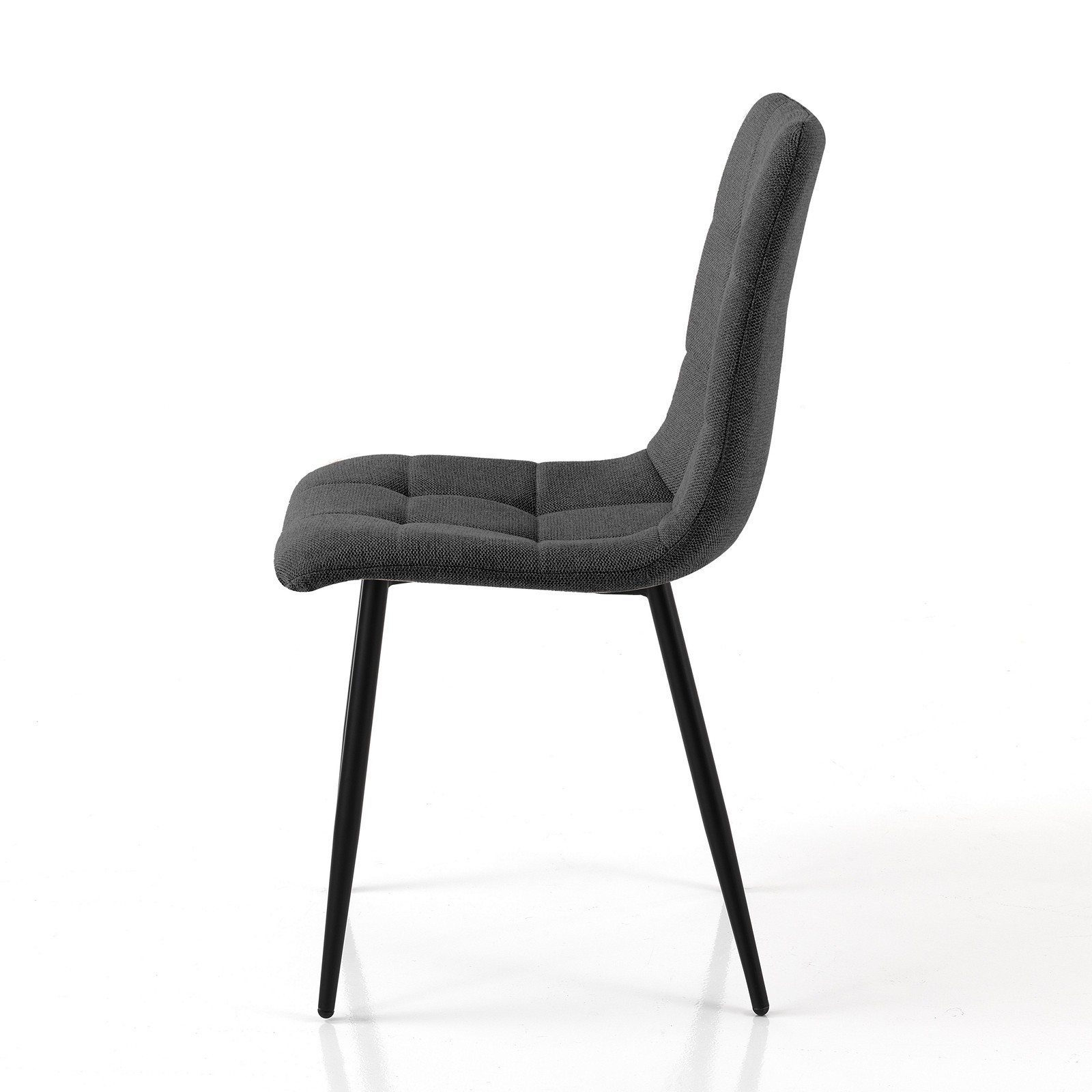 Sedia LUCREZIA GRIGIO SCURO tessuto di colore Grigio Scuro struttura metallo Nero opaco H85 L42 P53