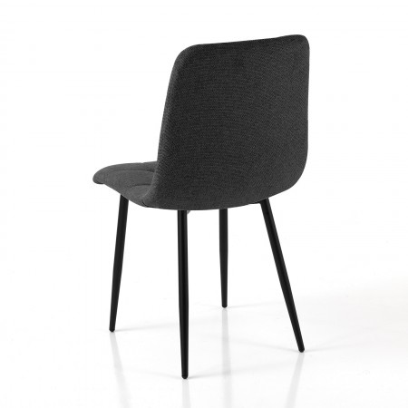 Sedia LUCREZIA GRIGIO SCURO tessuto di colore Grigio Scuro struttura metallo Nero opaco H85 L42 P53