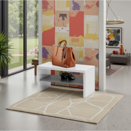 OTTAWA WHITE Panca scarpiera colore Bianco lucido e Antracite cm H40 L80 P40