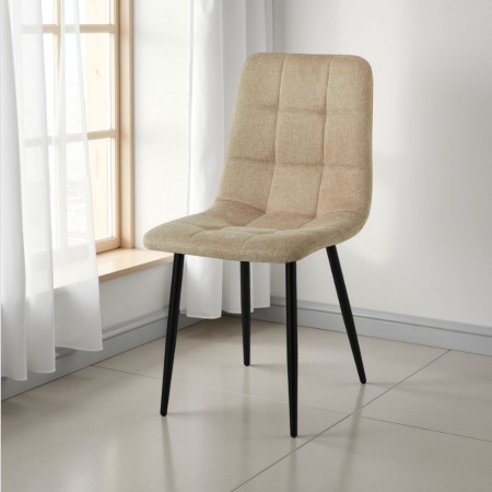 Sedia LUCREZIA MARRONE tessuto di colore Marrone struttura metallo Nero opaco H85 L42 P53