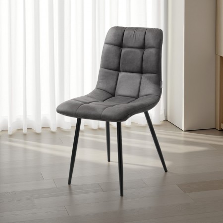 Sedia Isla Old Grey in microfibra effetto velluto Grigio invecchiato e metallo Nero opaco, 44x56xh87 cm
