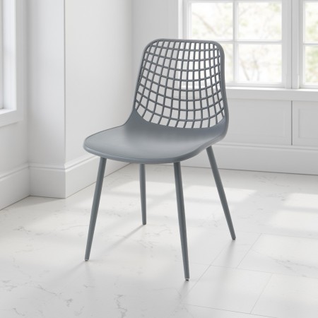 Sedia da Interno / Esterno Lauren Grey in polipropilene e acciaio Grigia opaco, 46x55xh80 cm