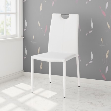 Sedia Andrea White in pelle sintetica Bianca struttura acciaio, impilabile, 44x51xh91 cm