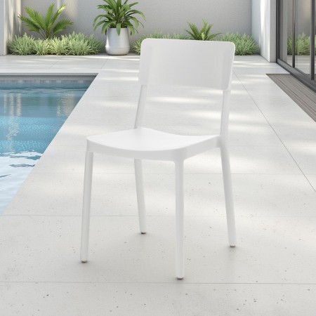 Sedia Interno Esterno Kara White colore Bianco Opaco Impilabile Resistente Agenti e Raggi UV, H.81,5 L.43 P.50 cm