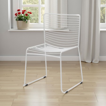 Sedia Interno Esterno Barbara White in Acciaio colore Bianco Opaco Impilabile, H.79 L.49 P.53 cm