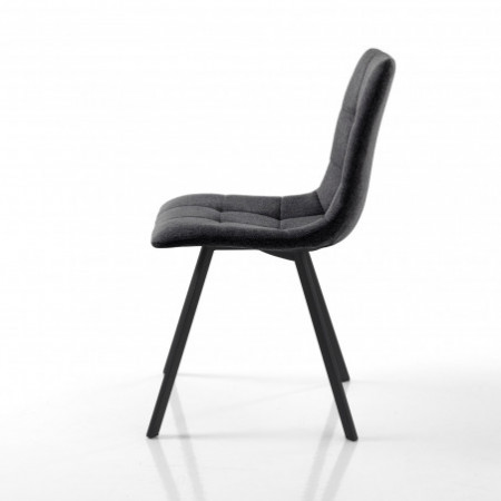 Set 4 Sedie imbottite New Unity Anthracite in tessuto Antracite e acciaio Nero opaco, 46x56xh85 cm