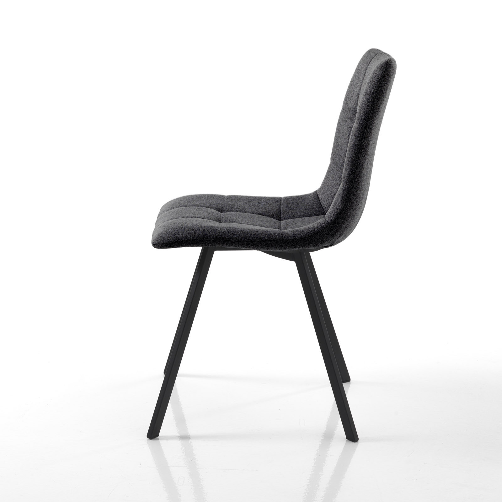 Set 4 Sedie imbottite New Unity Anthracite in tessuto Antracite e acciaio Nero opaco, 46x56xh85 cm