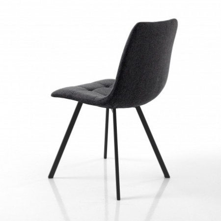 Set 4 Sedie imbottite New Unity Anthracite in tessuto Antracite e acciaio Nero opaco, 46x56xh85 cm