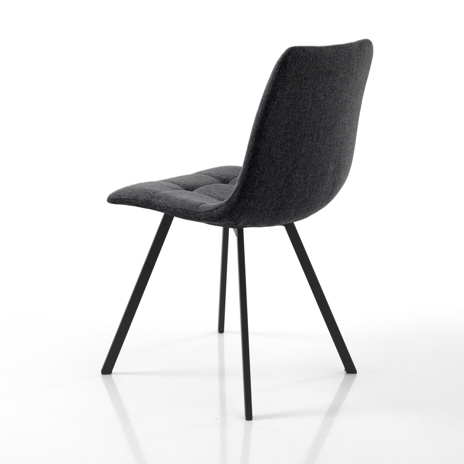 Set 4 Sedie imbottite New Unity Anthracite in tessuto Antracite e acciaio Nero opaco, 46x56xh85 cm