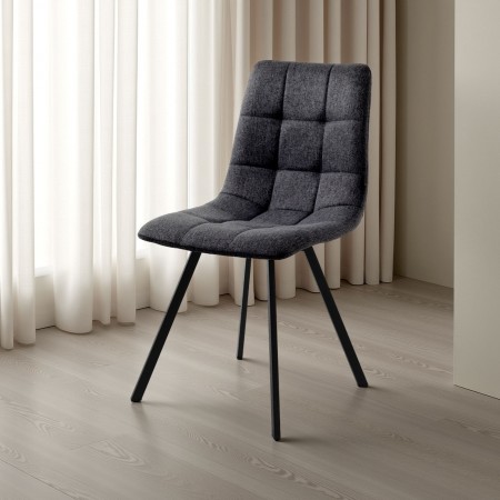 Set 4 Sedie imbottite New Unity Anthracite in tessuto Antracite e acciaio Nero opaco, 46x56xh85 cm