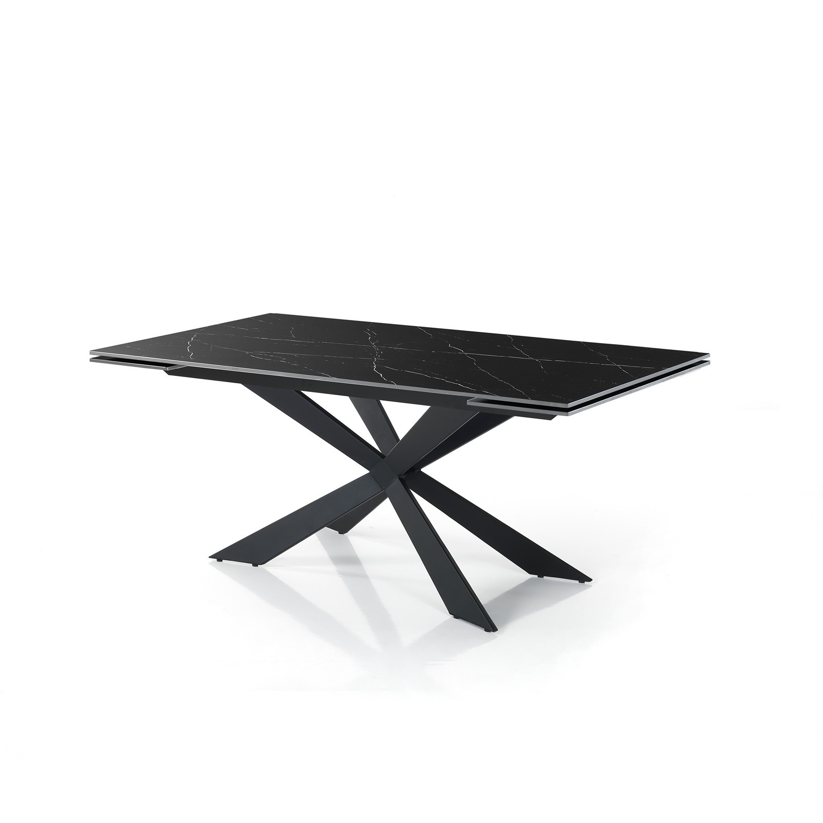 Tavolo allungabile ELMO EVO MARMO NERO basamento acciaio Nero opaco piano ceramica Marmo Nero lucido H75 P90 L160-200-240