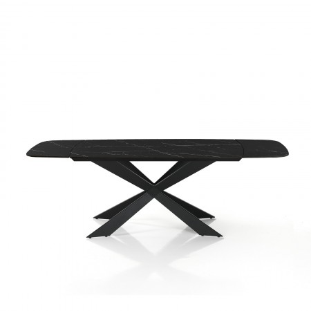 Tavolo Allungabile Ovale ELMO EVO 160 MARMO NERO acciaio Nero Opaco ceramica finitura Marmo Lucido cm H75,5 P90 L.160-200-240
