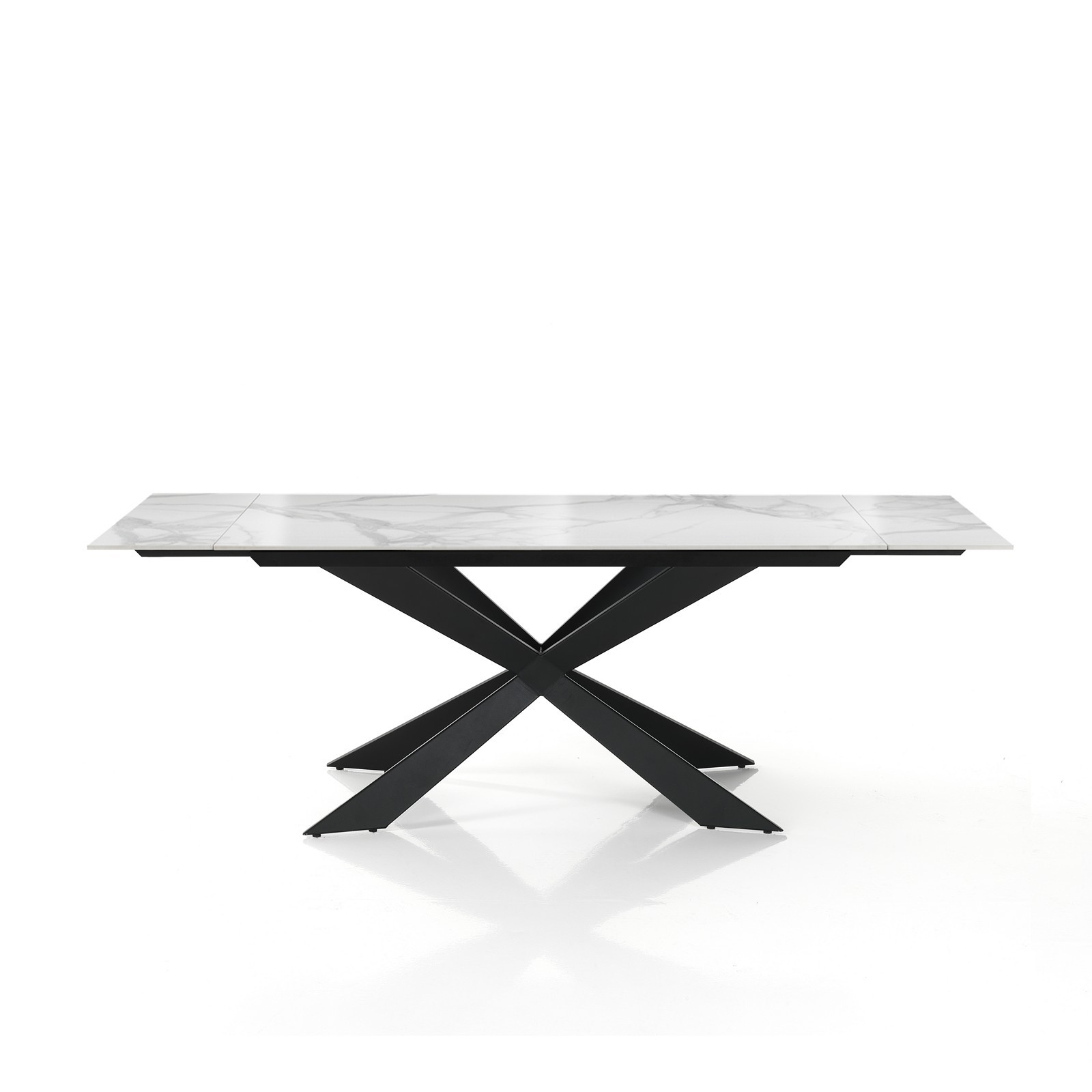 Tavolo Allungabile ELMO EVO 120 MARMO BIANCO acciaio Nero opaco ceramica finitura Marmo Bianco lucido cm H75 P80 L120-150-180