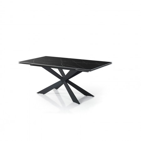 Tavolo Allungabile ELMO EVO 120 MARMO NERO acciaio  Nero opaco ceramica Marmo Nero lucido cm H75 P80 L120-150-180