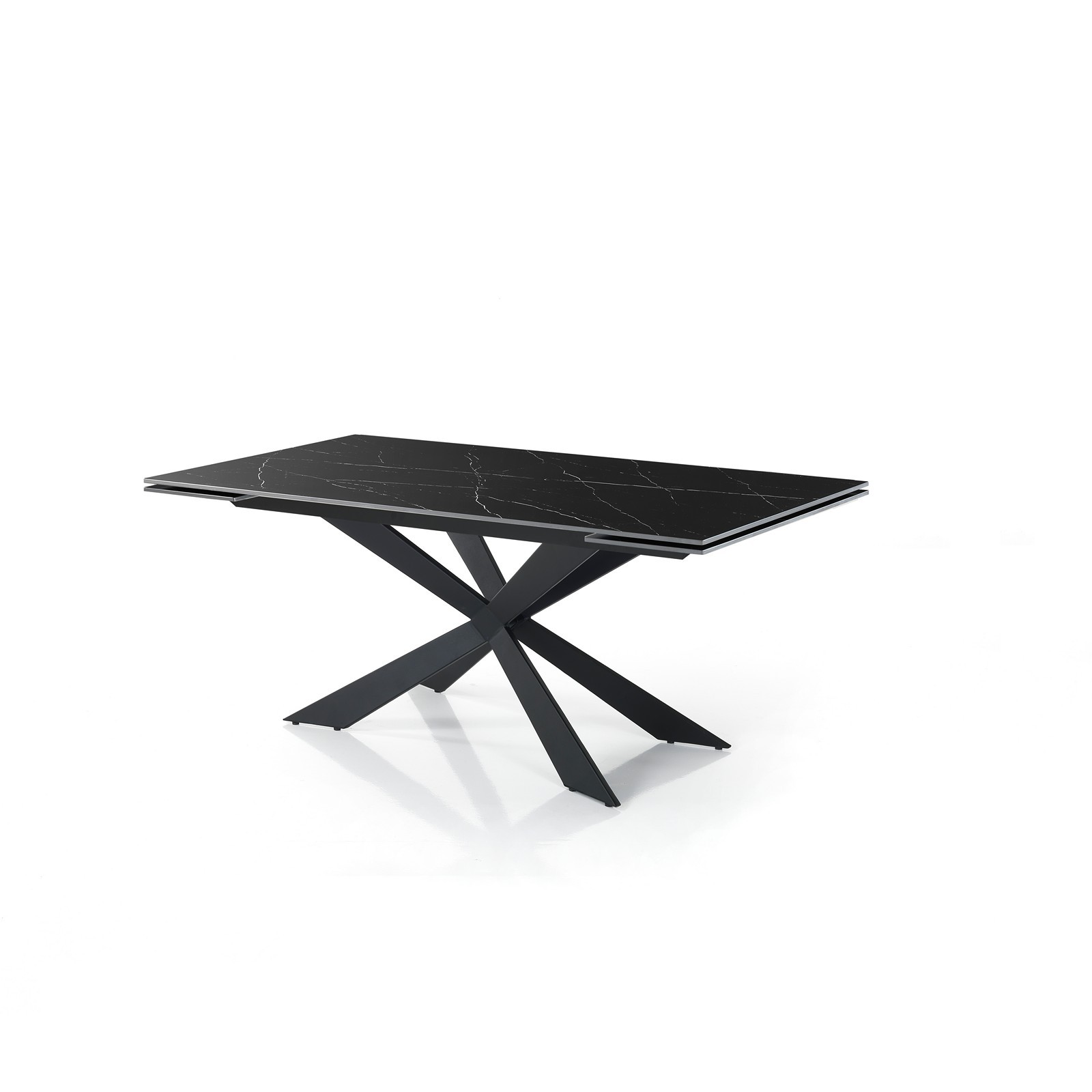 Tavolo Allungabile ELMO EVO 120 MARMO NERO acciaio  Nero opaco ceramica Marmo Nero lucido cm H75 P80 L120-150-180