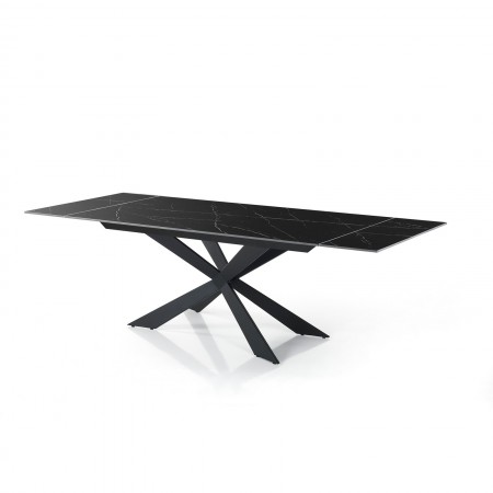 Tavolo Allungabile ELMO EVO 120 MARMO NERO acciaio  Nero opaco ceramica Marmo Nero lucido cm H75 P80 L120-150-180