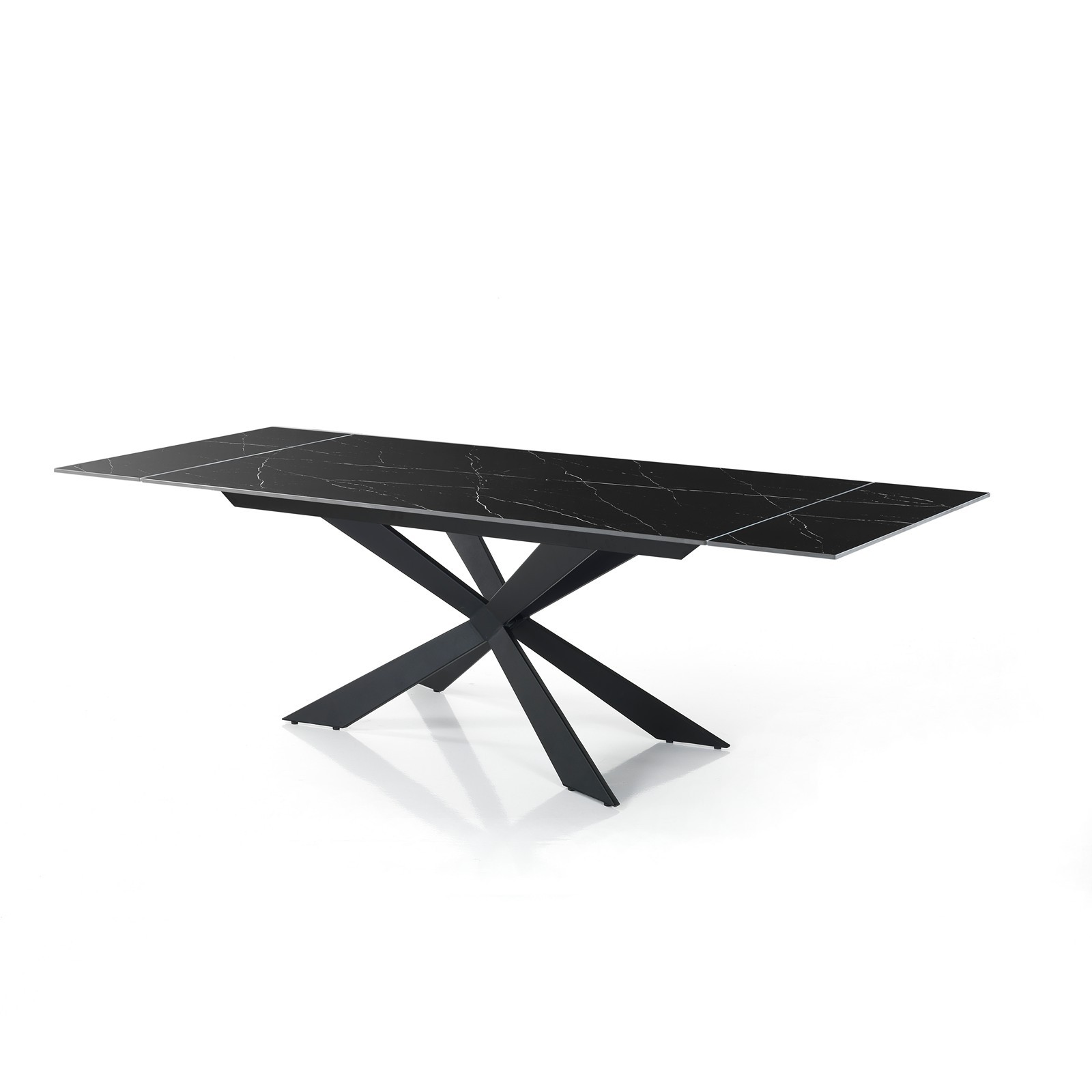 Tavolo Allungabile ELMO EVO 120 MARMO NERO acciaio  Nero opaco ceramica Marmo Nero lucido cm H75 P80 L120-150-180