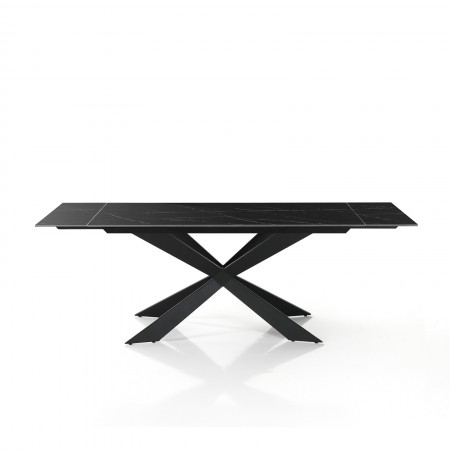 Tavolo Allungabile ELMO EVO 120 MARMO NERO acciaio  Nero opaco ceramica Marmo Nero lucido cm H75 P80 L120-150-180