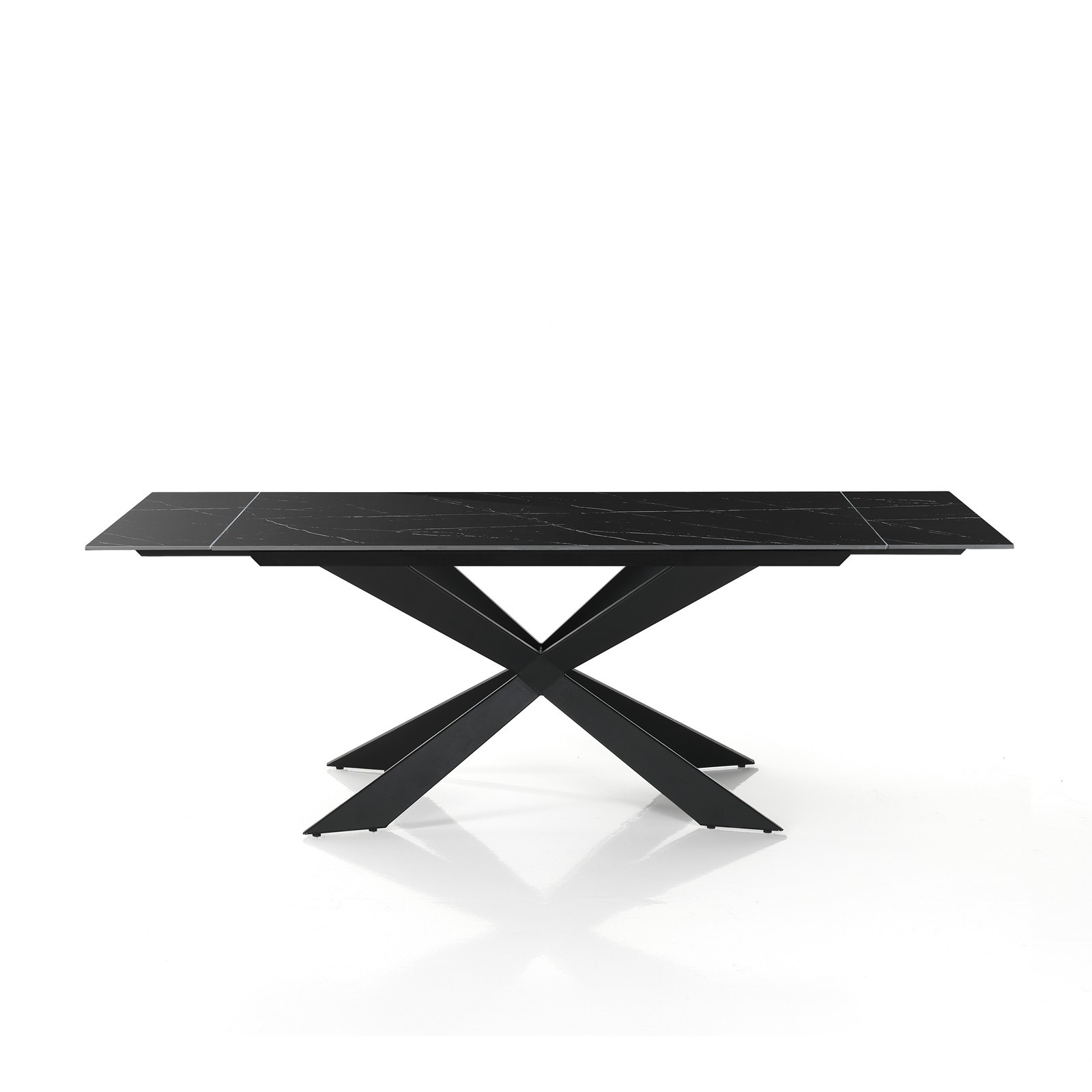 Tavolo Allungabile ELMO EVO 120 MARMO NERO acciaio  Nero opaco ceramica Marmo Nero lucido cm H75 P80 L120-150-180
