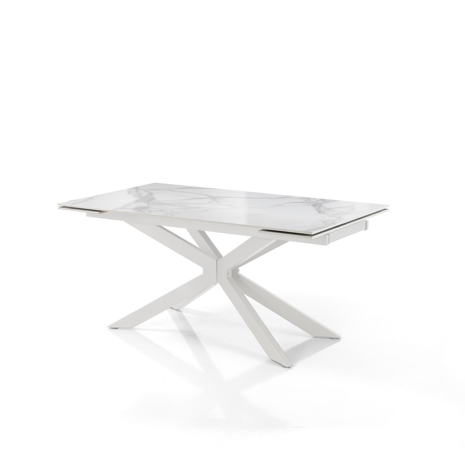 Tavolo allungabile ELMO 160 BIANCO basamento Bianco opaco piano ceramica Marmo Bianco lucido cm H.74,5 P.90 L.160/200/240