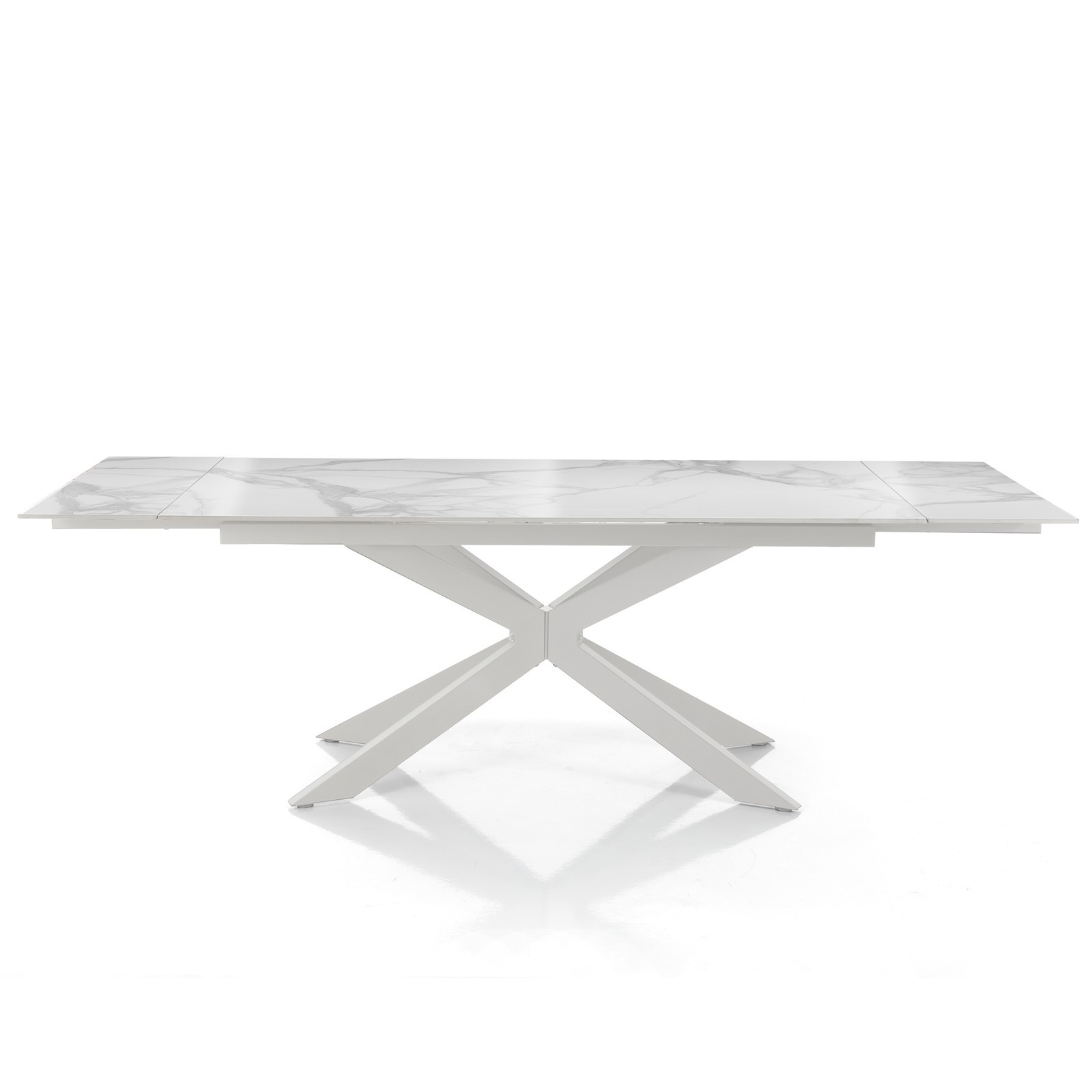 Tavolo allungabile ELMO 160 BIANCO basamento Bianco opaco piano ceramica Marmo Bianco lucido cm H.74,5 P.90 L.160/200/240