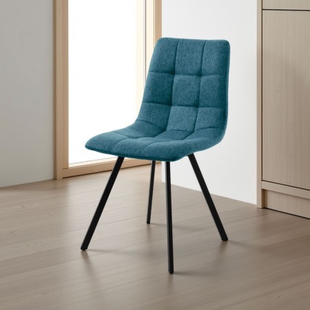 Sedia imbottita NEW UNITY BLU gambe acciaio Nero opaco cm L46 P56 H85