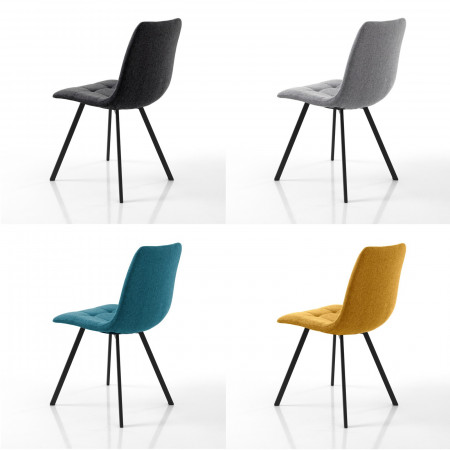 Set 4 Sedie imbottite NEW UNITY COLORS 1 colore Grigio +  1 colore Antracite + 1 colore Giallo + 1 colore Blu cm L46 P56 H85