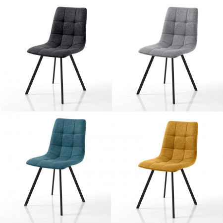 Set 4 Sedie imbottite NEW UNITY COLORS 1 colore Grigio +  1 colore Antracite + 1 colore Giallo + 1 colore Blu cm L46 P56 H85