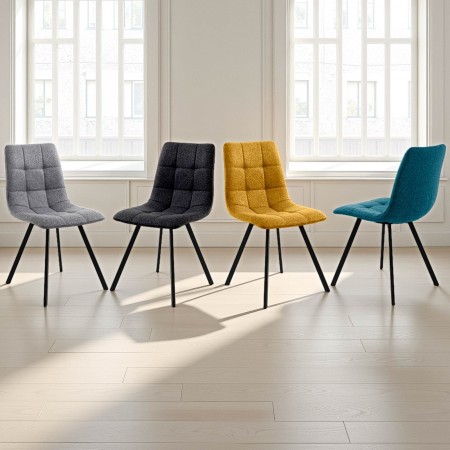 Set 4 Sedie imbottite NEW UNITY COLORS 1 colore Grigio +  1 colore Antracite + 1 colore Giallo + 1 colore Blu cm L46 P56 H85