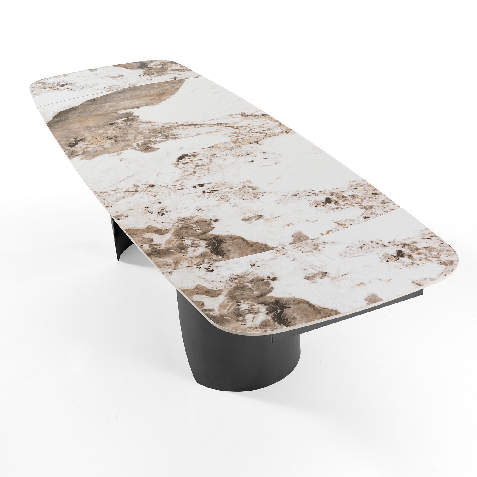 Tavolo Allungabile WILMA GRIGIO Basamento Grigio opaco Piano Ceramica finitura Marmo Onice lucido H75,5 P83,5 L180/220/260