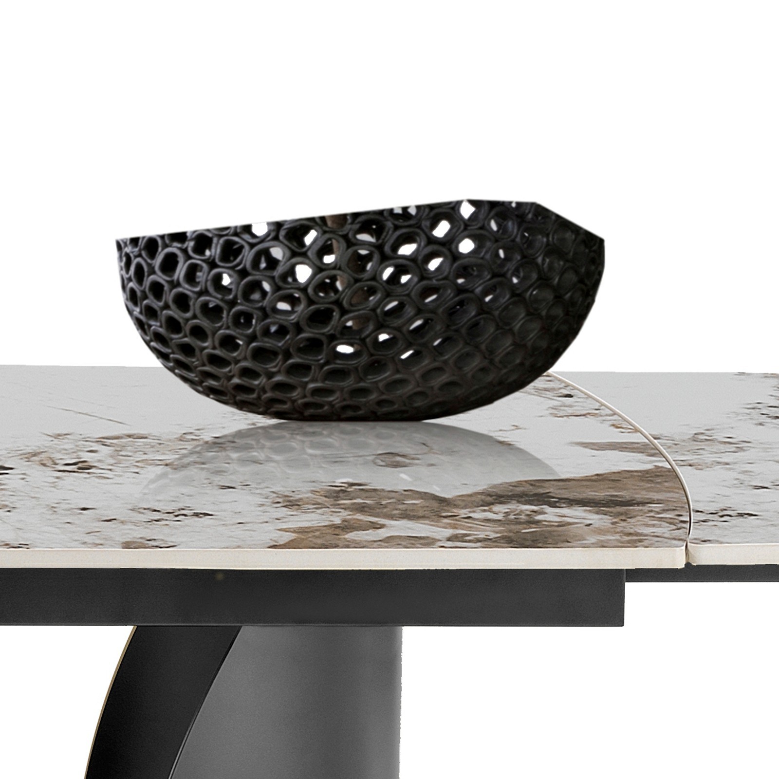 Tavolo Allungabile WILMA GRIGIO Basamento Grigio opaco Piano Ceramica finitura Marmo Onice lucido H75,5 P83,5 L180/220/260