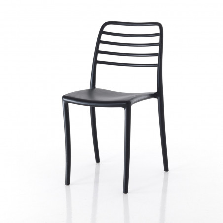 Sedia da Interno / Esterno Anna Black in polipropilene Nera opaco impilabile, 45x53.5xh83 cm