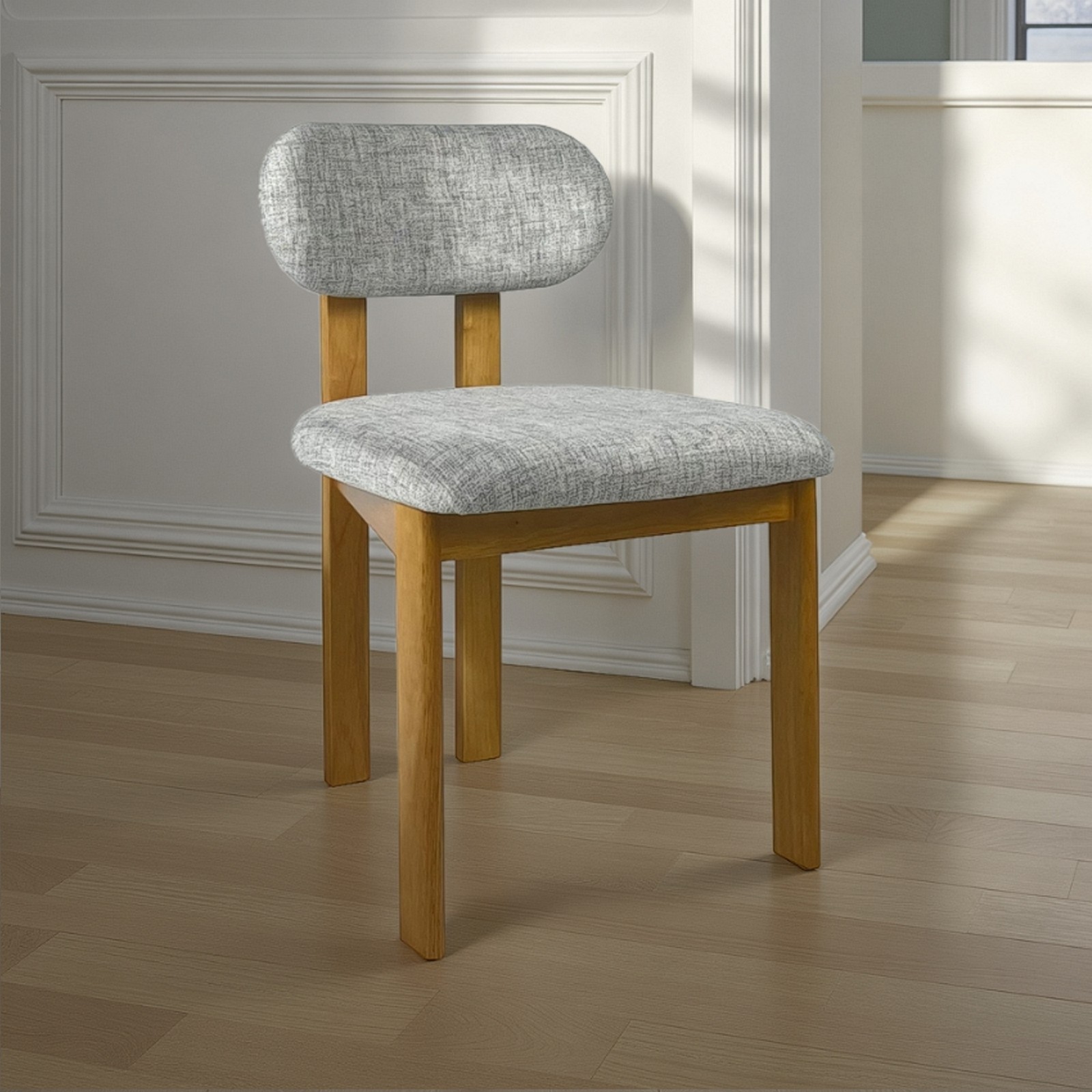 Set 2 Sedie IRIS ROVERE legno massello finitura Rovere tessuto Grigio chiaro H80 L50 P56