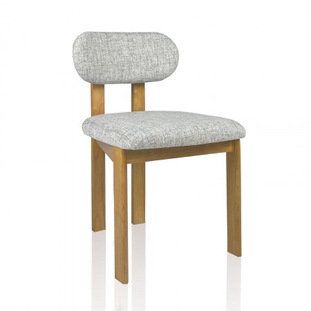 Set 2 Sedie IRIS ROVERE legno massello finitura Rovere tessuto Grigio chiaro H80 L50 P56