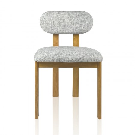 Set 2 Sedie IRIS ROVERE legno massello finitura Rovere tessuto Grigio chiaro H80 L50 P56